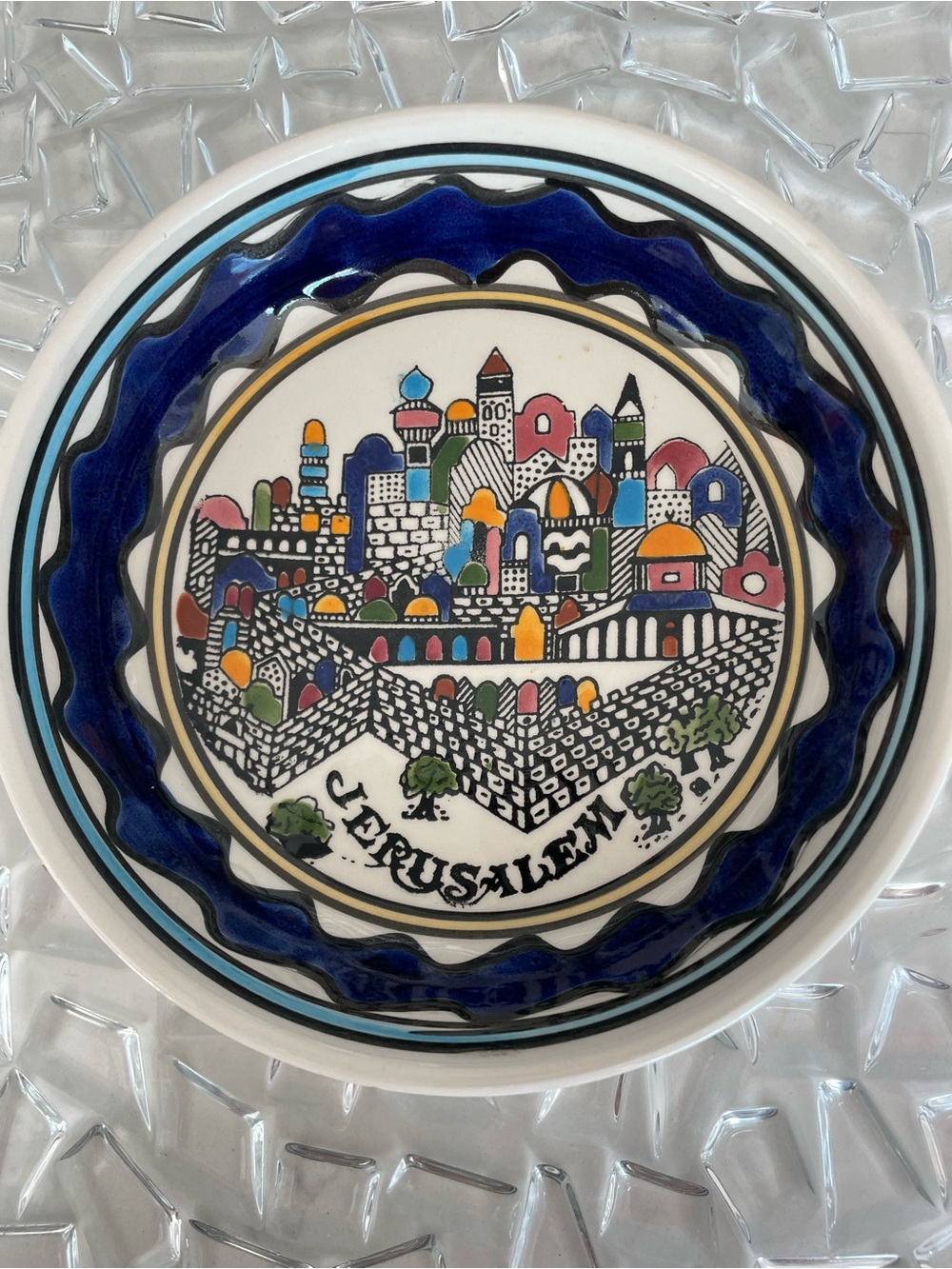 Jerusalem Art Pottery Bowl| Vintage Holy Land Ceramic Catchall Dish